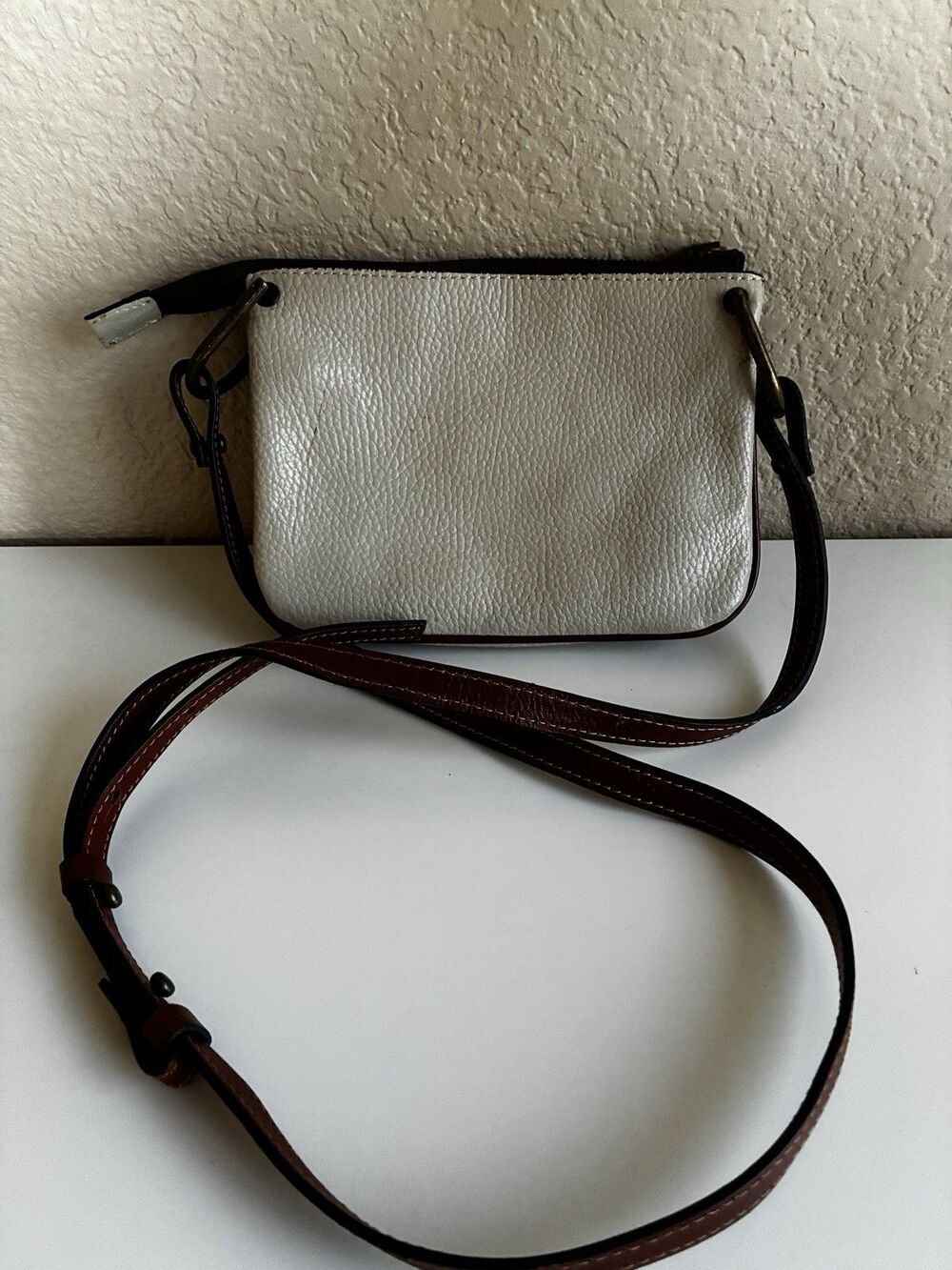 A. Bellucci Womens Tortora Genuine Leather Adjustable Strap Crossbody Bag